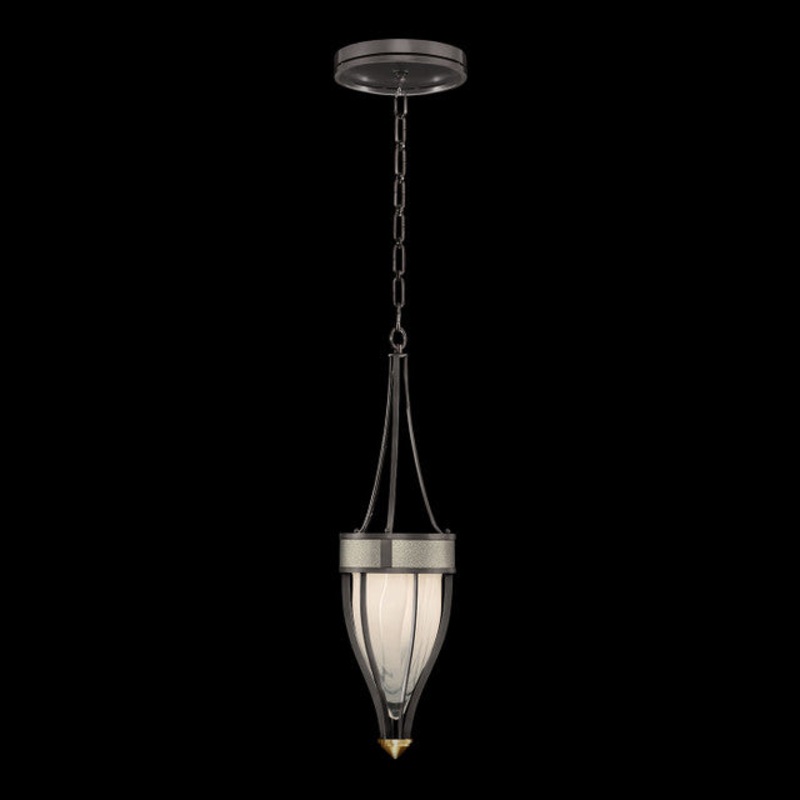 Mirage 7.5″W Round Pendant Midnight Steel/Brass/Coco