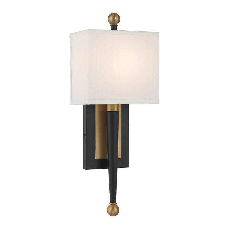 One Light Wall Sconce from the Ardson Collection in Matte Black/Vibrant Gold Finish by Crystorama
