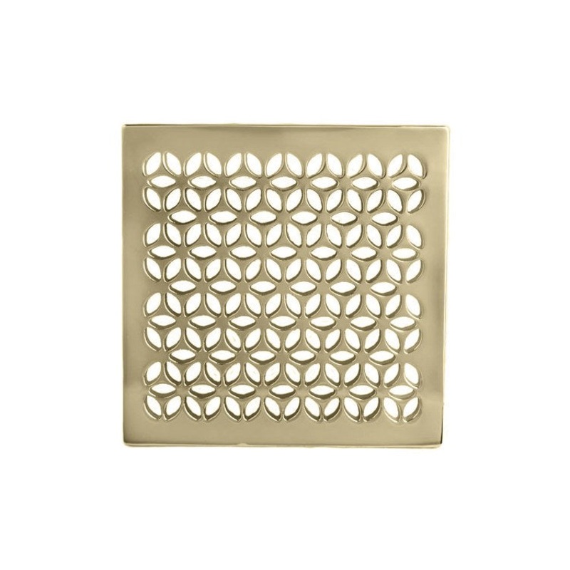 Shower Drain Tub and Shower Square Floral 6 Inch French Gold PVD Brass for Drain Throat 277-02 6 Inch