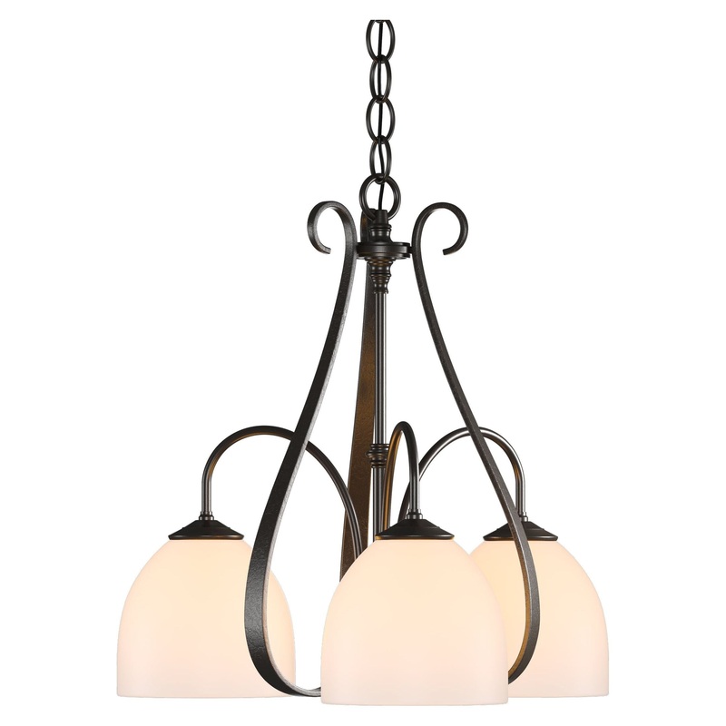Sweeping Taper 3-Arm Chandelier Oil Rubbed Bronze Opal Glass (GG)