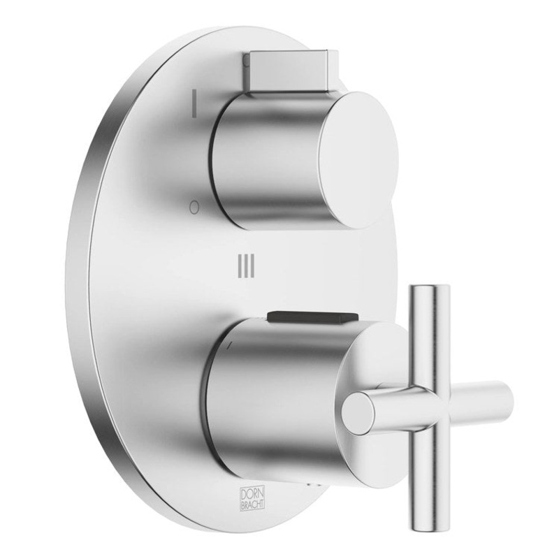 Thermostatic Trim TARA Concealed with 3 Way Volume Control 2 Cross/Knob Brushed Chrome ADA