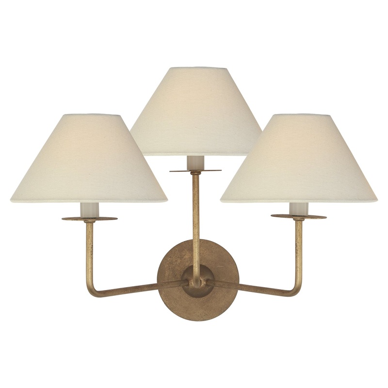 Three Light Wall Sconce from the Kelley Collection in Gilded Iron Finish by Visual Comfort Signature