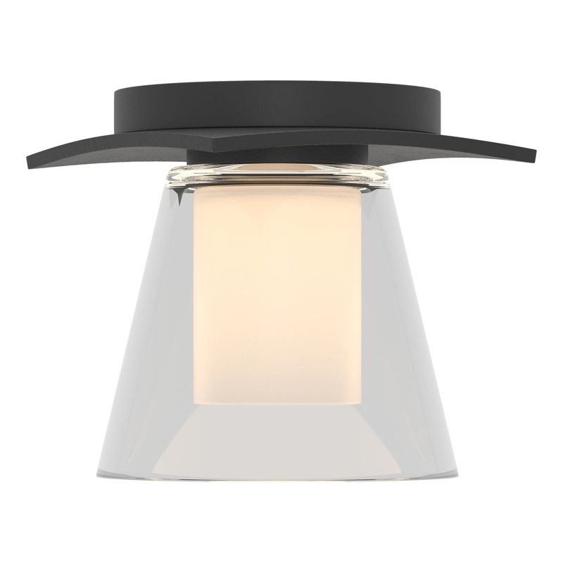 Wren Flush Mount Black Clear Glass with Opal Diffuser (ZU)