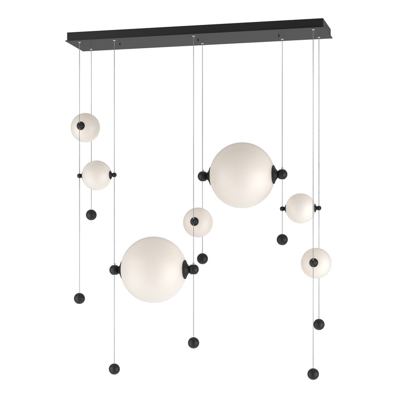 Abacus 7-Light Double Linear LED Pendant Black Opal Glass (GG)