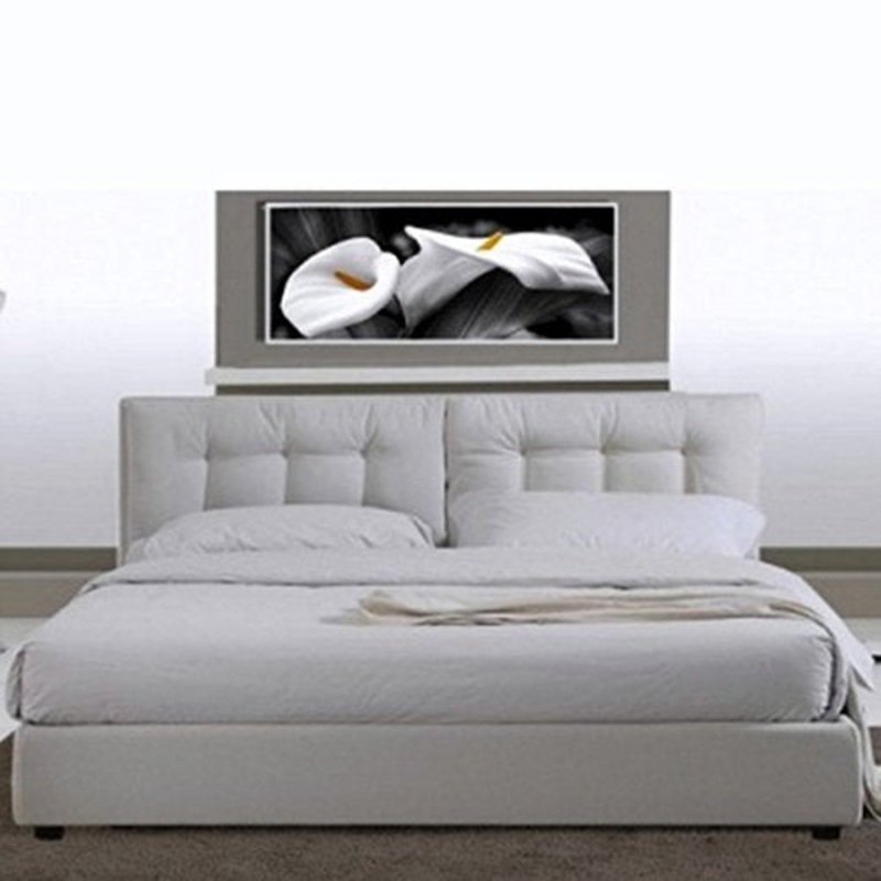 Bagno Italia Letto matrimoniale 220×174 in ecopelle bianco moderno a due piazze con rete a doghe I