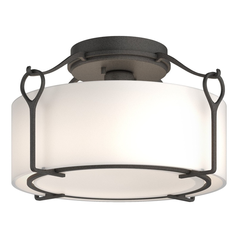 Bow Medium Semi-Flush Natural Iron Opal Glass (GG)