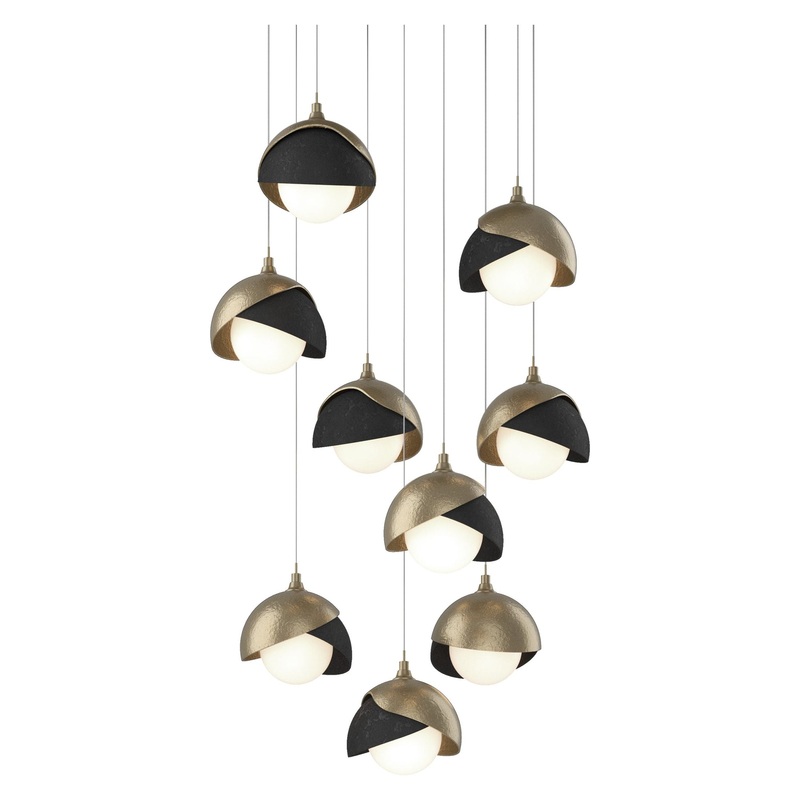 Brooklyn 9-Light Double Shade Pendant Soft Gold Black