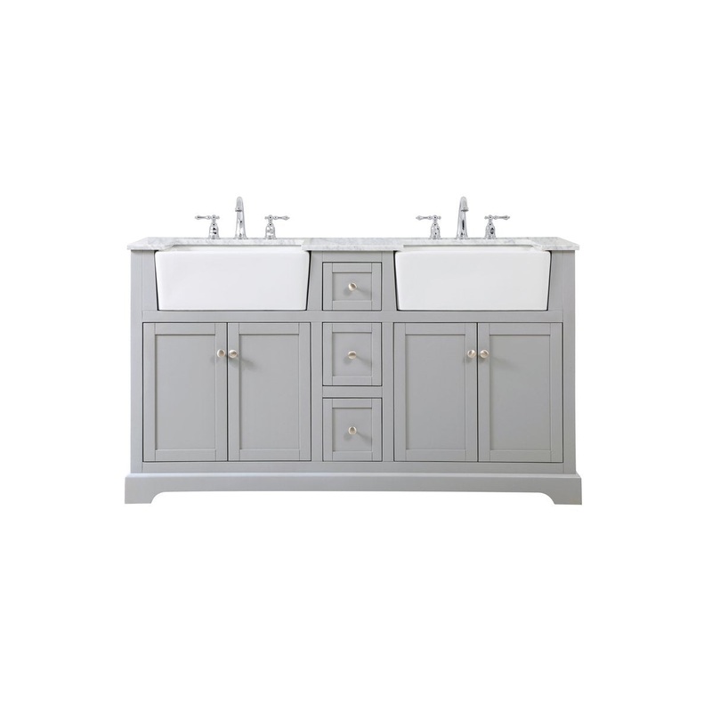 Double Bathroom Vanity from the Franklin Collection in Grey Finish by Elegant Lighting