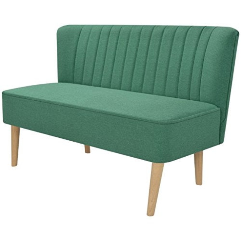 Festnight Divano a 2 Posti Design Moderno in Stoffa 117×55,5×77 cm Verde/Giallo da Salotto/Soggiorno (Verde)