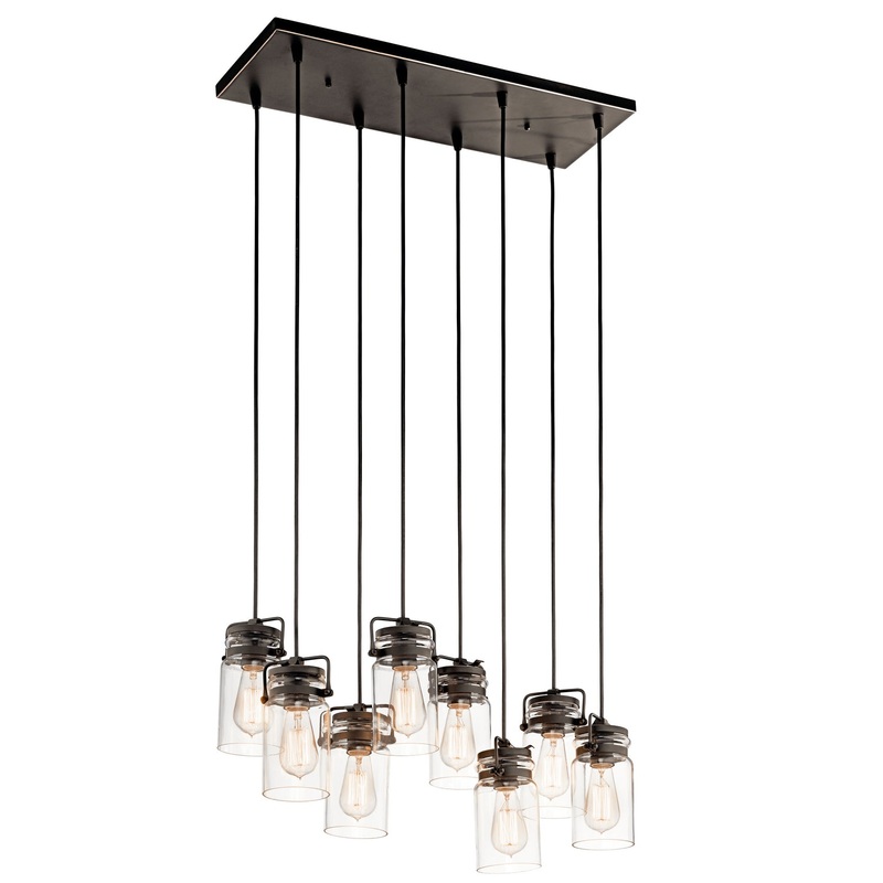 Kichler 42890OZ Eight Light Linear Chandelier, Olde Bronze