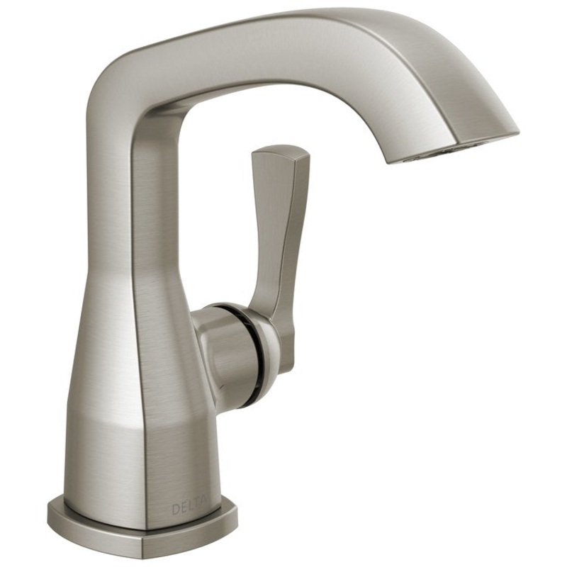 Lavatory Faucet Stryke 4 Inch Spread 1 Lever ADA WaterSense/CALGreen Lumicoat Stainless 1.2 Gallons per Minute Deck Mount Less Pop-Up 1/3 Hole