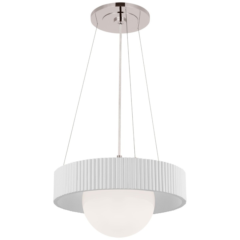 LED Chandelier from the Arena Collection in Polished Nickel And White Glass Finish by Visual Comfort Signature