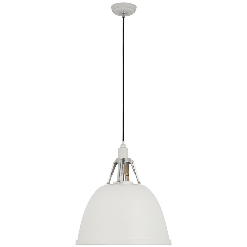 LED Pendant from the Gunner Collection in White And Polished Aluminum Finish by Visual Comfort Signature