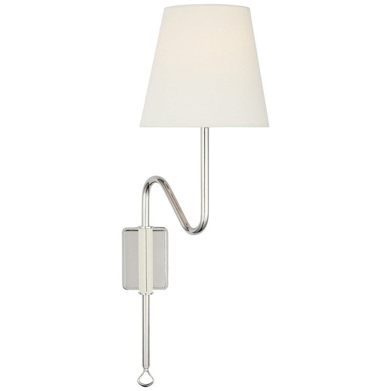 LED Wall Sconce from the Griffin Collection in Polished Nickel And Parchment Leather Finish by Visual Comfort Signature