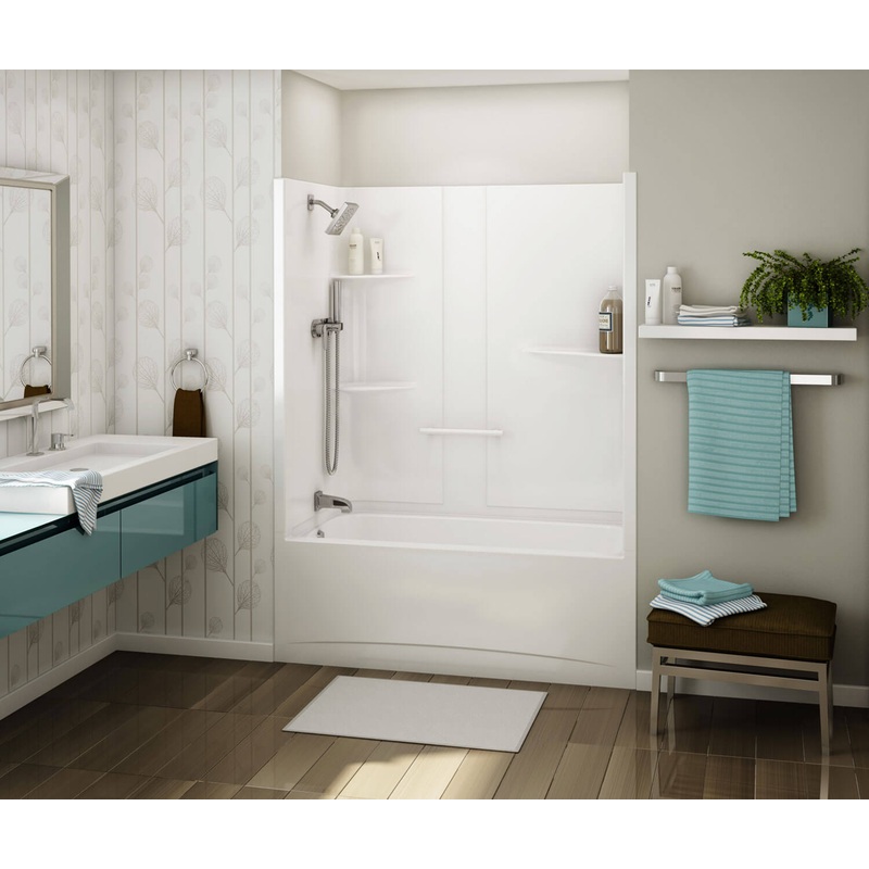 MAAX 107001-R-097-001 Allia TS-6032 Acrylic Alcove Right-Hand Drain One-Piece Combined Whirlpool & Aeroeffect Tub Shower in White