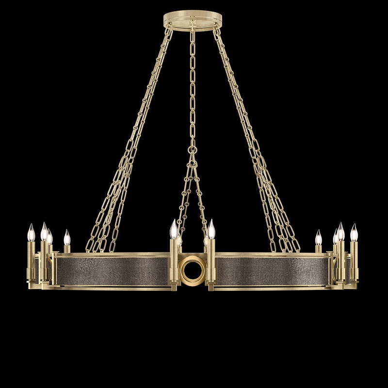 Mirage 49.75″W Round Chandelier Soft Gold Leaf/Brass/Pebble