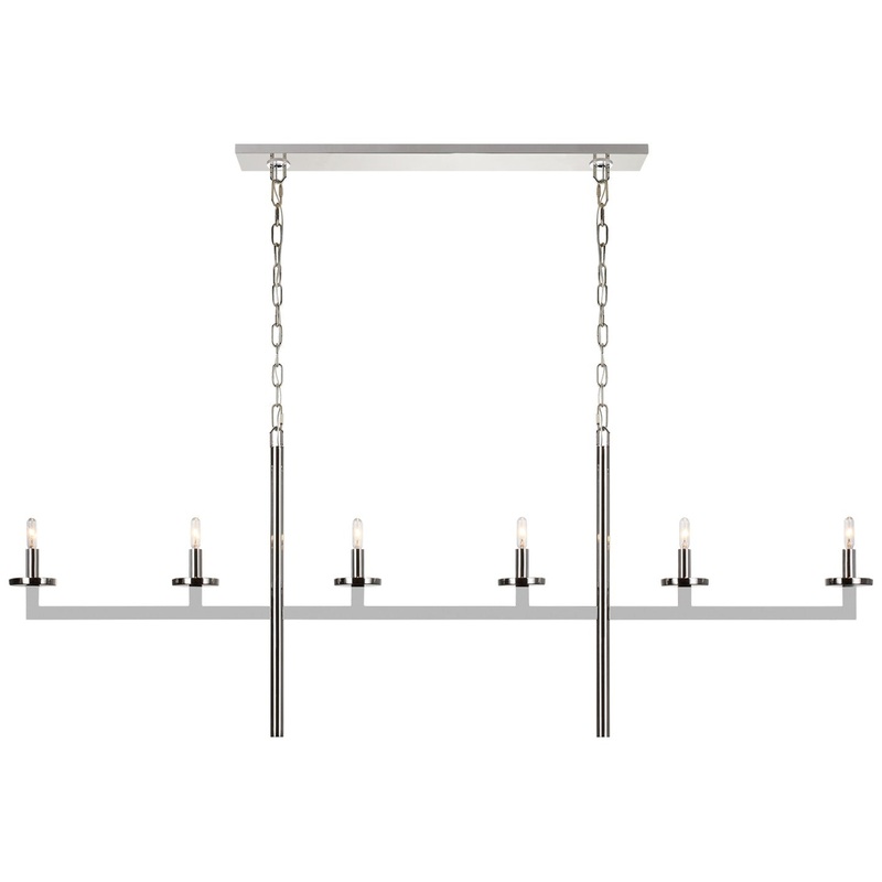 Six Light Linear Chandelier from the Liaison Collection in Polished Nickel Finish by Visual Comfort Signature