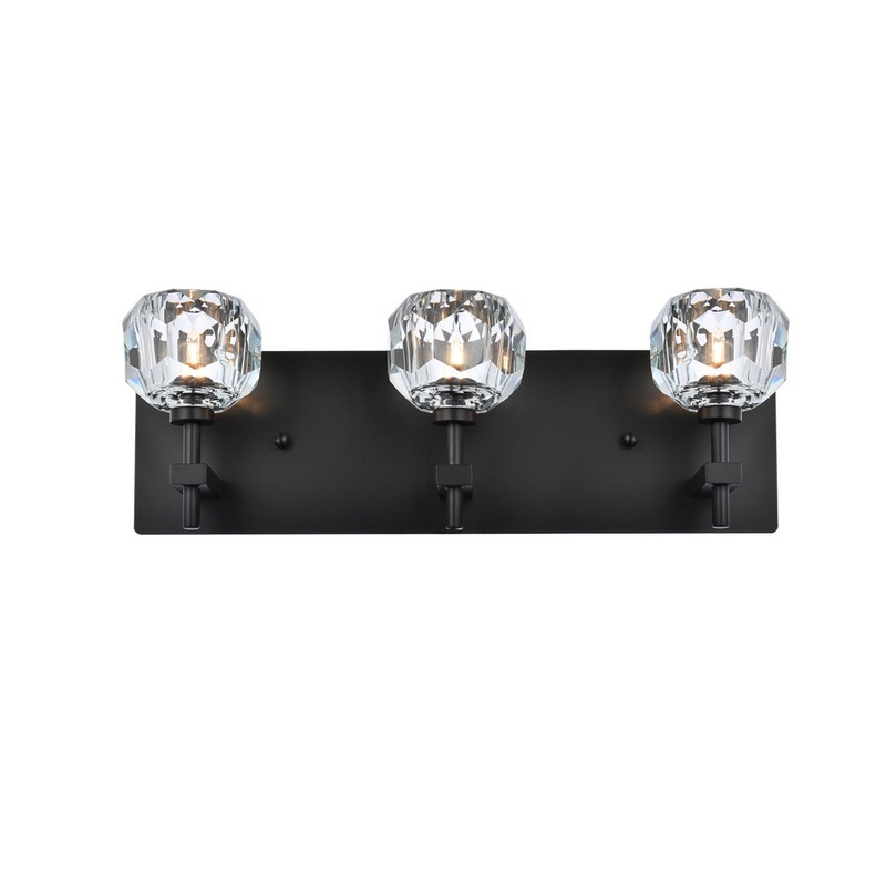 Three Light Wall Sconce from the Graham Collection in Black And Clear Finish by Elegant Lighting