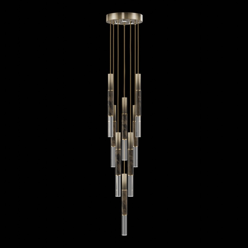 Antonia 16″W Round Pendant Ombre Bronze/Brass/Charcoal