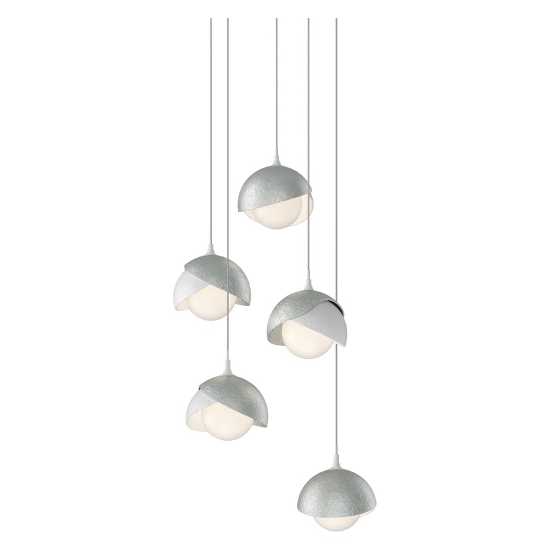 Brooklyn 5-Light Double Shade Pendant White Vintage Platinum