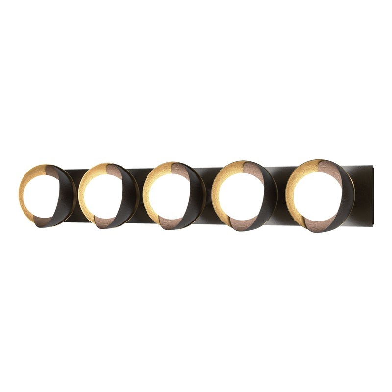 Brooklyn 5-Light Straight Double Shade Bath Sconce Oil Rubbed Bronze Modern Brass