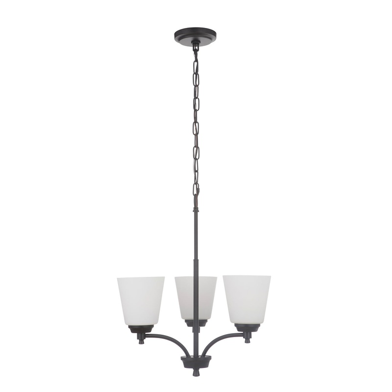 Craftmade 50223-FB-WG Tyler Three Light Chandelier Flat Black (Discontinued)