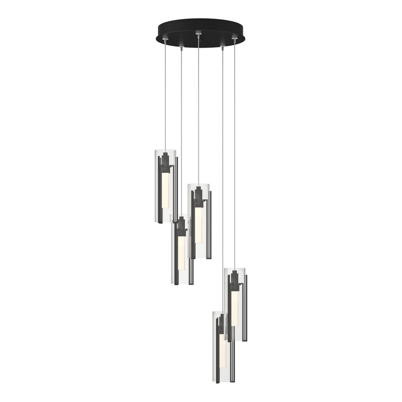Exos Glass 5-Light Pendant Black Clear Glass (ZM)
