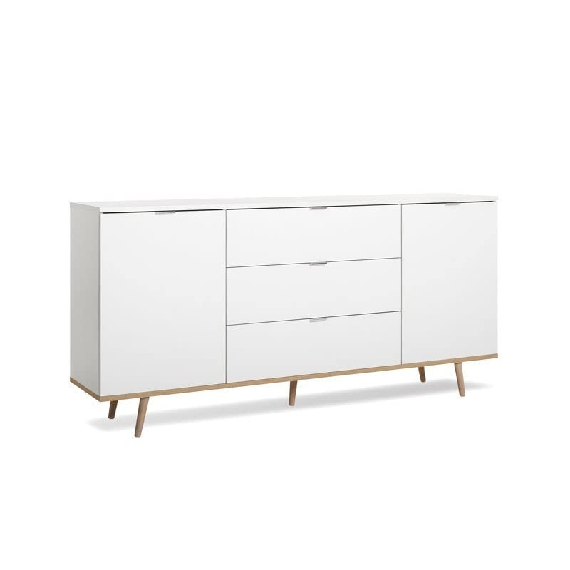 FINORI Gteborg – Credenza in rovere Sonoma massiccio, 180 x 87 cm, colore: Bianco opaco