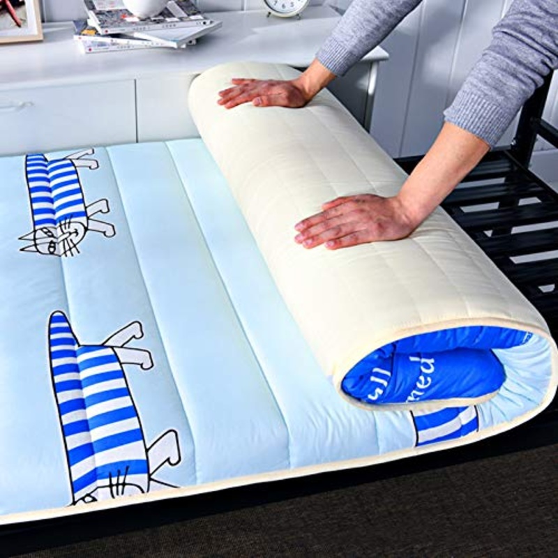 Inverno Stampa Addensare Non-Scivolare Giapponese Tatami Pavimento Tappetino, Pieghevole Roll Up Tappetino Trapuntati Studente dormitorio Sleeping PadC-150x200cm