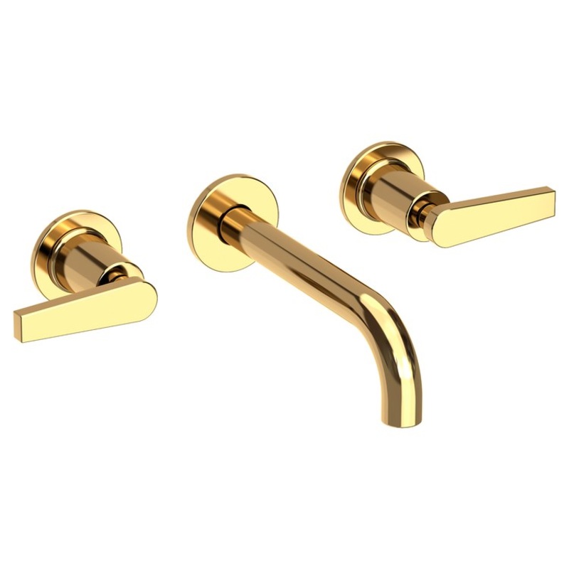Lavatory Faucet Dorrance Wall Mount 8 Inch Spread 2 Lever ADA Watersense Polished Brass Uncoated Living 1.2 Gallons Per Minute Brass Less Drain Spout Reach 7-1/9 Inch