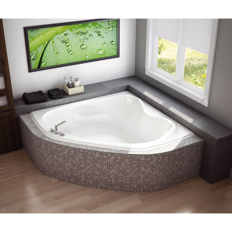 MAAX 105679-108-001-000 Murmur 6060 Acrylic Corner Center Drain Aerosens Bathtub in White