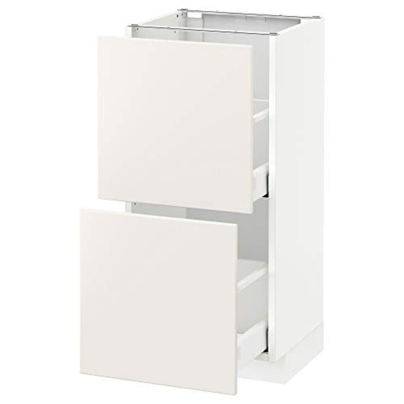 METOD/MAXIMERA mobile base con cassetti 2 40×39.2×88 cm bianco/Veddinge bianco