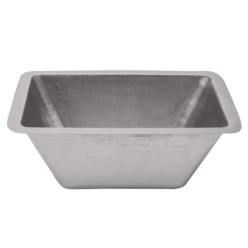 Premier Copper Products BRECEN3 17-Inch Rectangle Copper Prep Sink in Nickel w/ 3.5-Inch Drain Opening