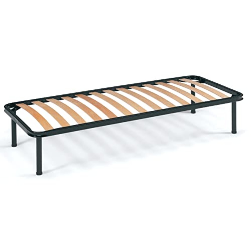SomnusSana – Rete letto singolo ortopedica 80×190 alta 35 cm con doghe in legno – Struttura in acciaio con piedi smontabili – 100% Made in Italy