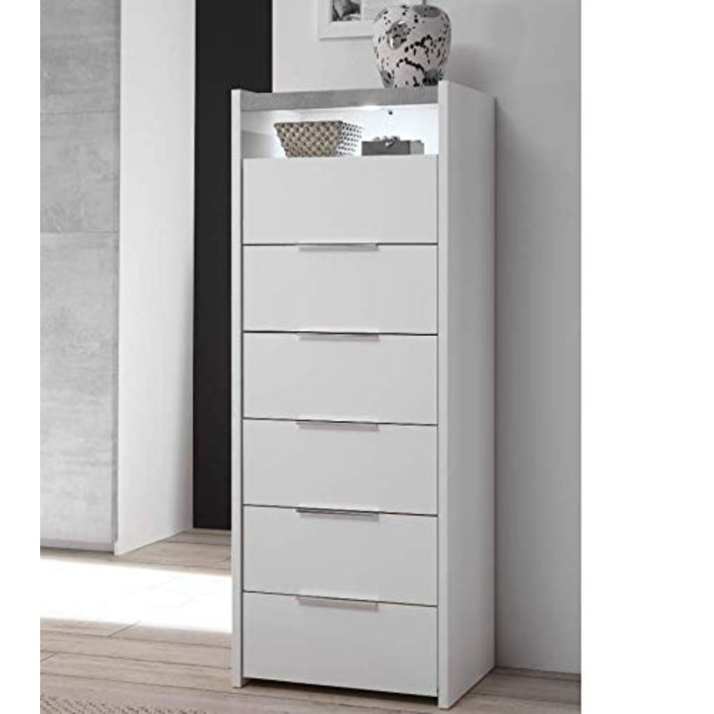 Stilprojectstore Settimino 6 Cassetti – Full – Bianco Opaco/Cemento