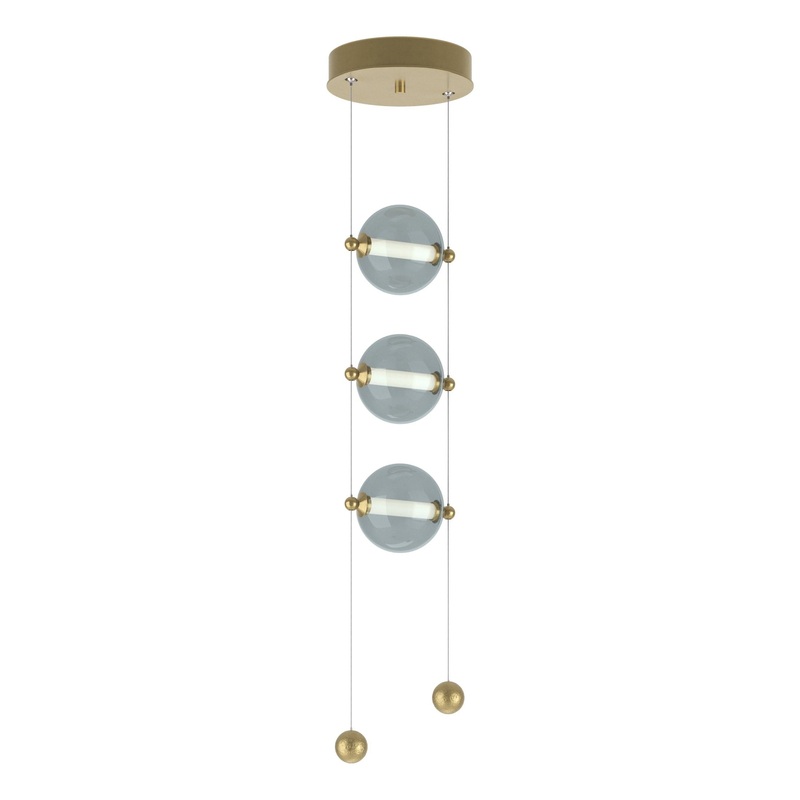 Abacus 3-Light LED Pendant Modern Brass Cool Grey Glass (YL)