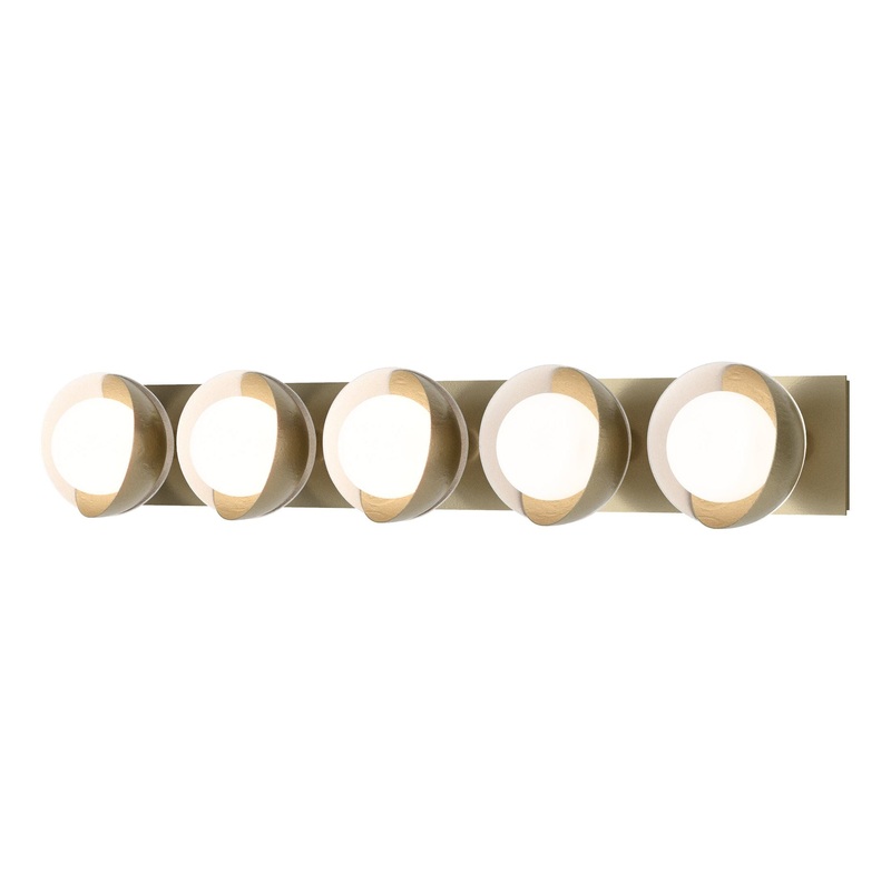 Brooklyn 5-Light Straight Double Shade Bath Sconce Modern Brass White