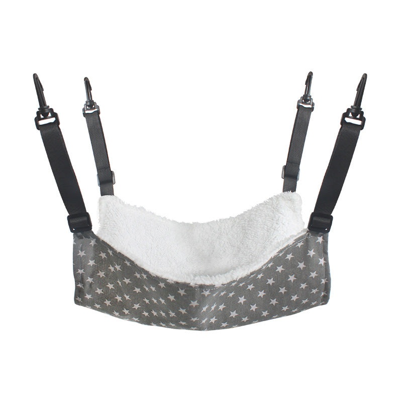 Cat Cage Hammock – Adjustable Double-Sided Pet Swing Bed with Hooks(Gray star)