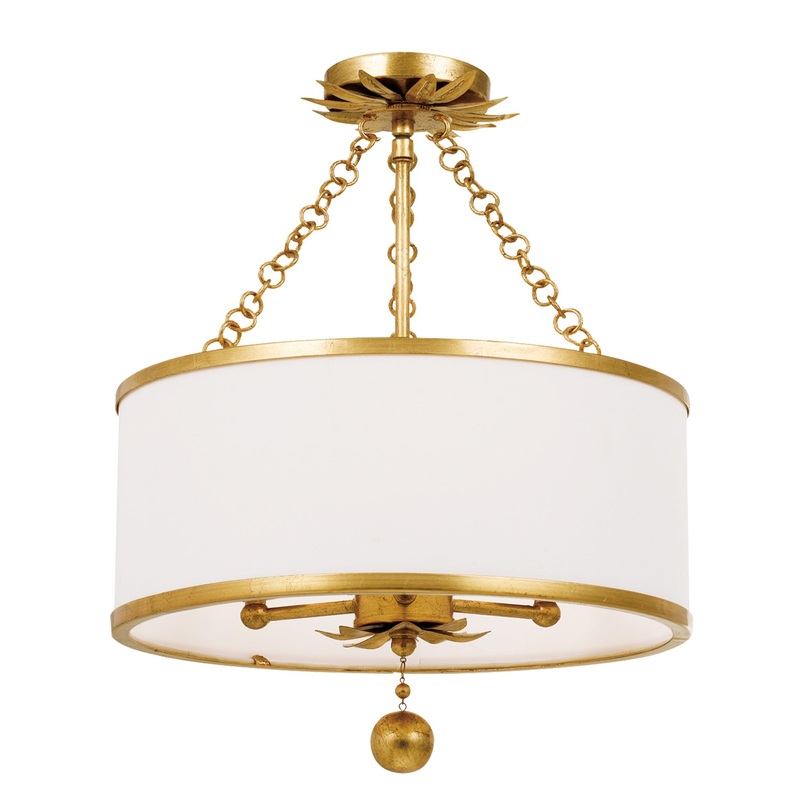 Crystorama 513-GA_CEILING Broche Three Light Semi Flush Mount Antique Gold