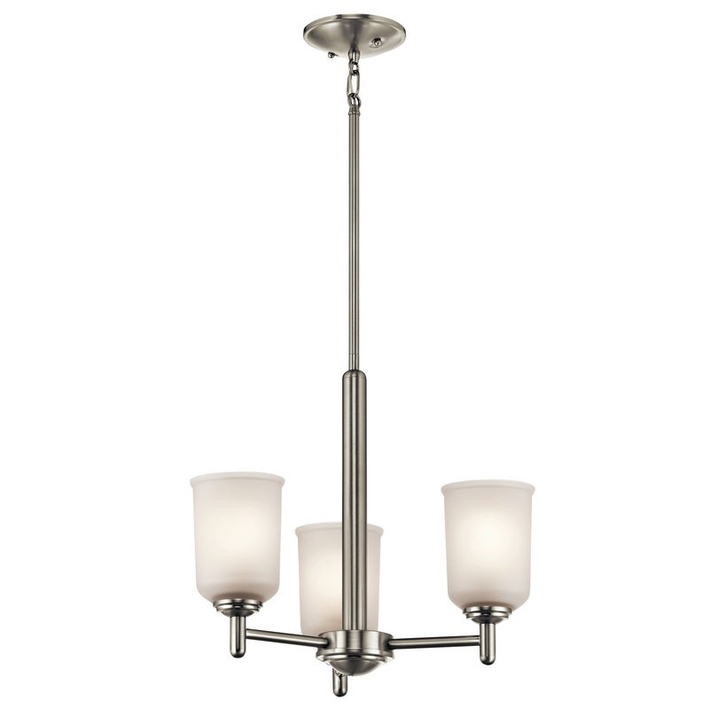 Kichler 43670NI Three Light Mini Chandelier, Brushed Nickel