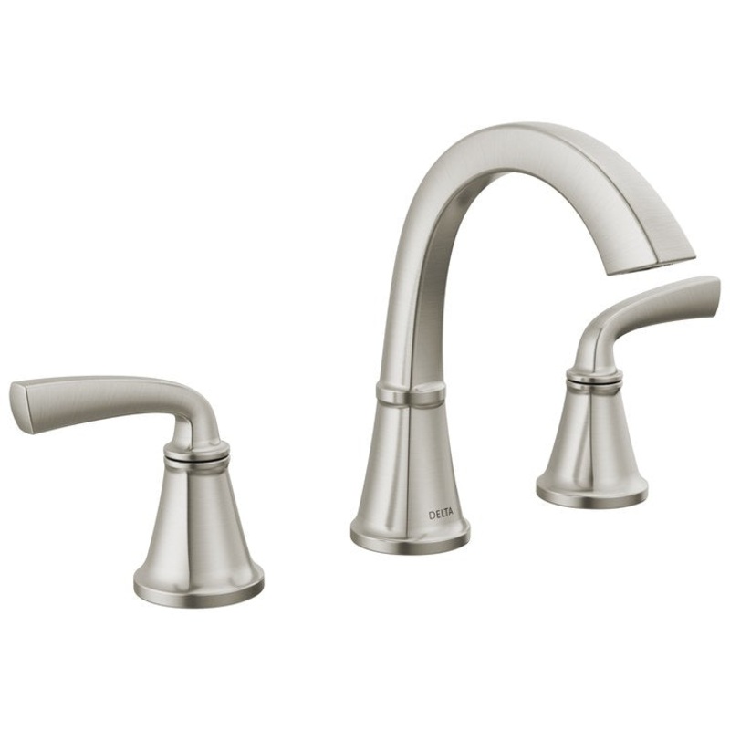 Lavatory Faucet Geist Widespread 6-16 Inch Spread 2 Lever ADA WaterSense Brushed Nickel 1.2 Gallons per Minute 6-13/16 Inch