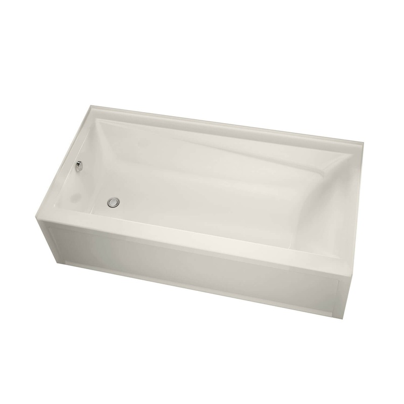 MAAX 106221-R-103-007 Exhibit 6632 IFS Acrylic Alcove Right-Hand Drain Aeroeffect Bathtub in Biscuit