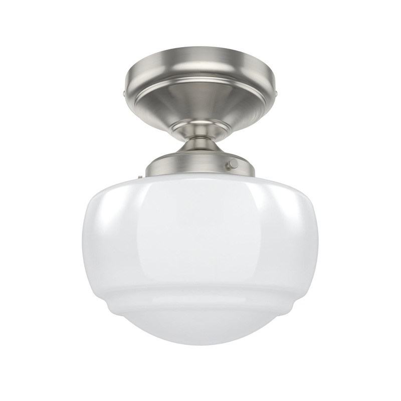 One Light Semi Flush Mount from the Saddle Creek Collection in Brushed Nickel Finish by Hunter