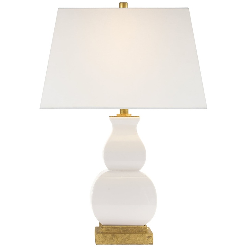 One Light Table Lamp from the Fang Gourd Collection in Ivory Crackle Ceramic Finish by Visual Comfort Signature
