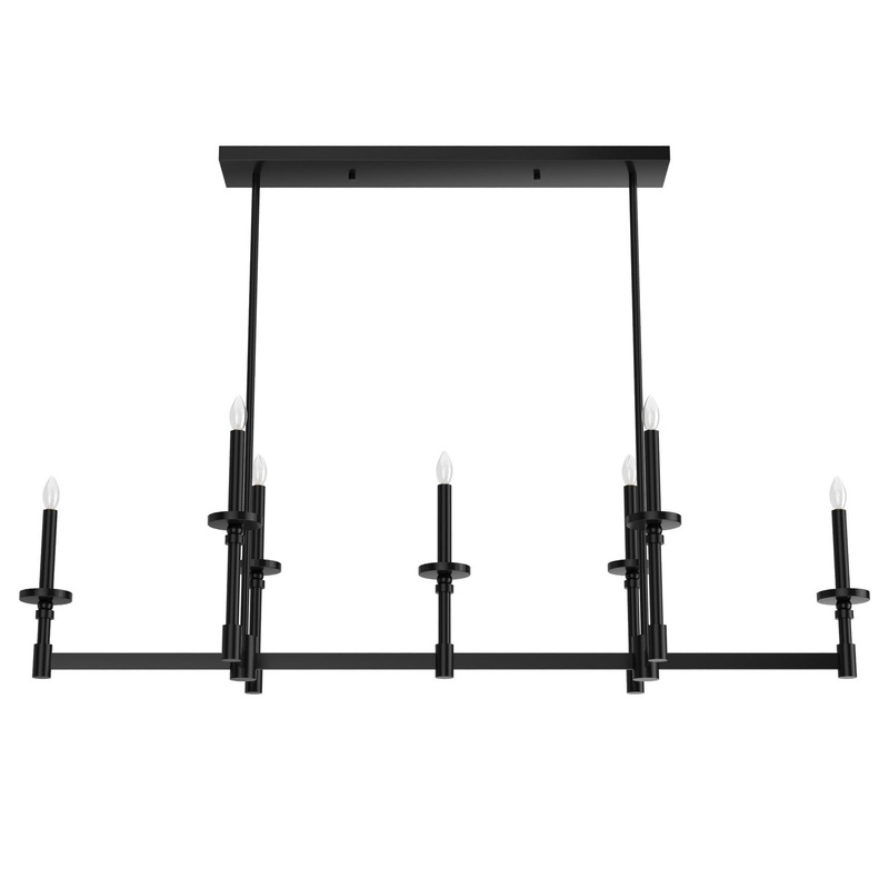 Seven Light Linear Chandelier from the Briargrove Collection in Matte Black Finish by Hunter