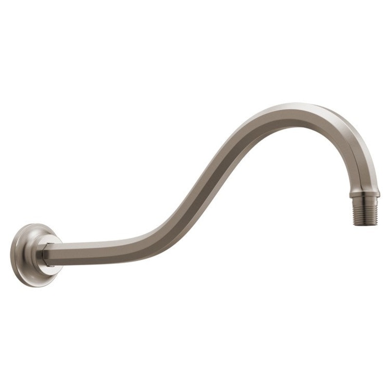 Shower Arm Beauclere with Flange Brilliance Luxe Nickel 16 Inch 1/2 IN 14 NPT Brass Wall Mount