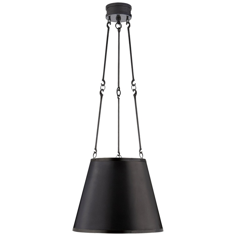 Three Light Pendant from the Lily Collection in Gun Metal Finish by Visual Comfort Signature