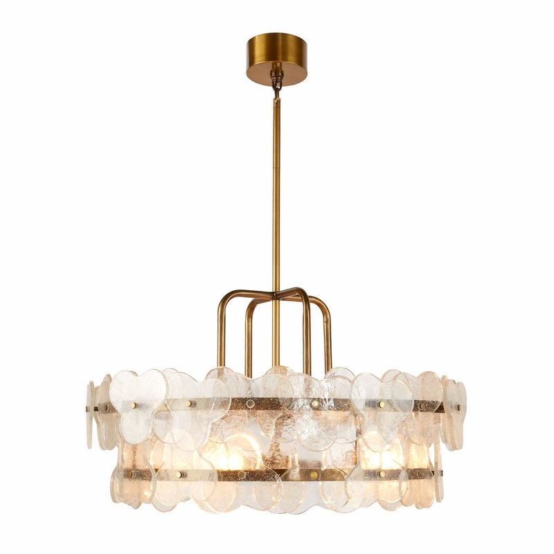 Arteriors DMI15 Cascade Four Light Chandelier Clear/Antique Brass