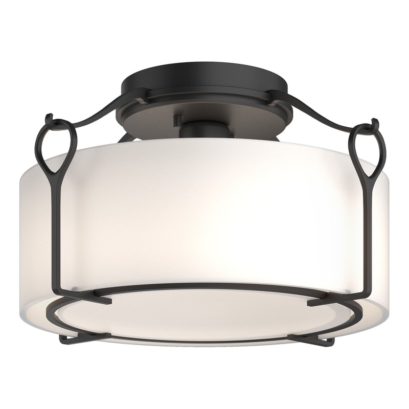 Bow Medium Semi-Flush Black Opal Glass (GG)