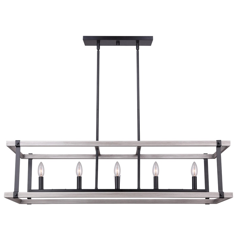Canarm ICH1094A05BBG40 Joelle Five Light Chandelier Matte Black/Brushed Grey